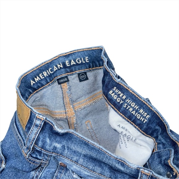 American Eagle Strigid Super High Rise Baggy Straight Jeans Women’s 00 Short - Picture 6 of 7